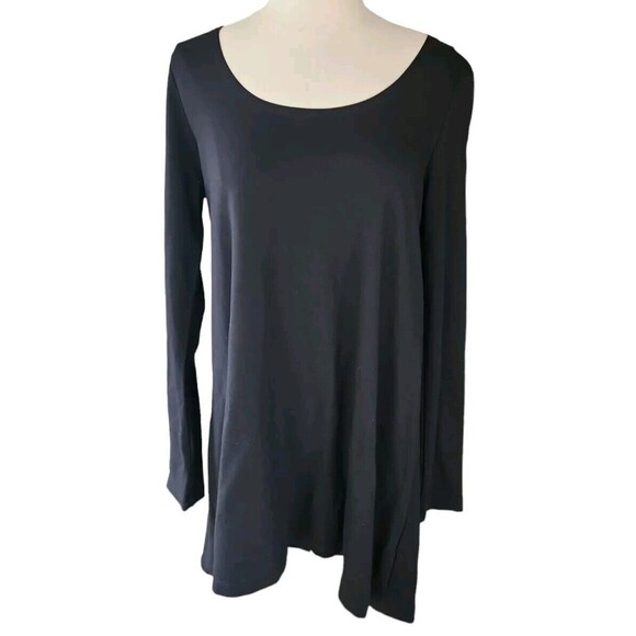 Bryn Walker Minimalist Basic Tunic Top Womens Size Small Black Lagenlook Hi-low - Picture 1 of 10